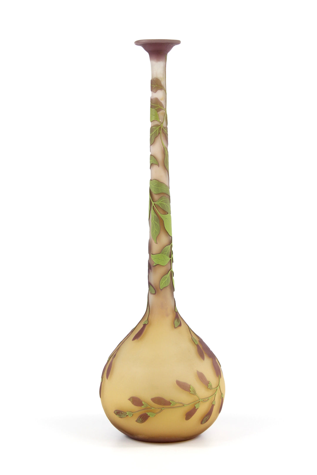 エミールガレ　藤の花が描かれたバンジョー型花瓶
