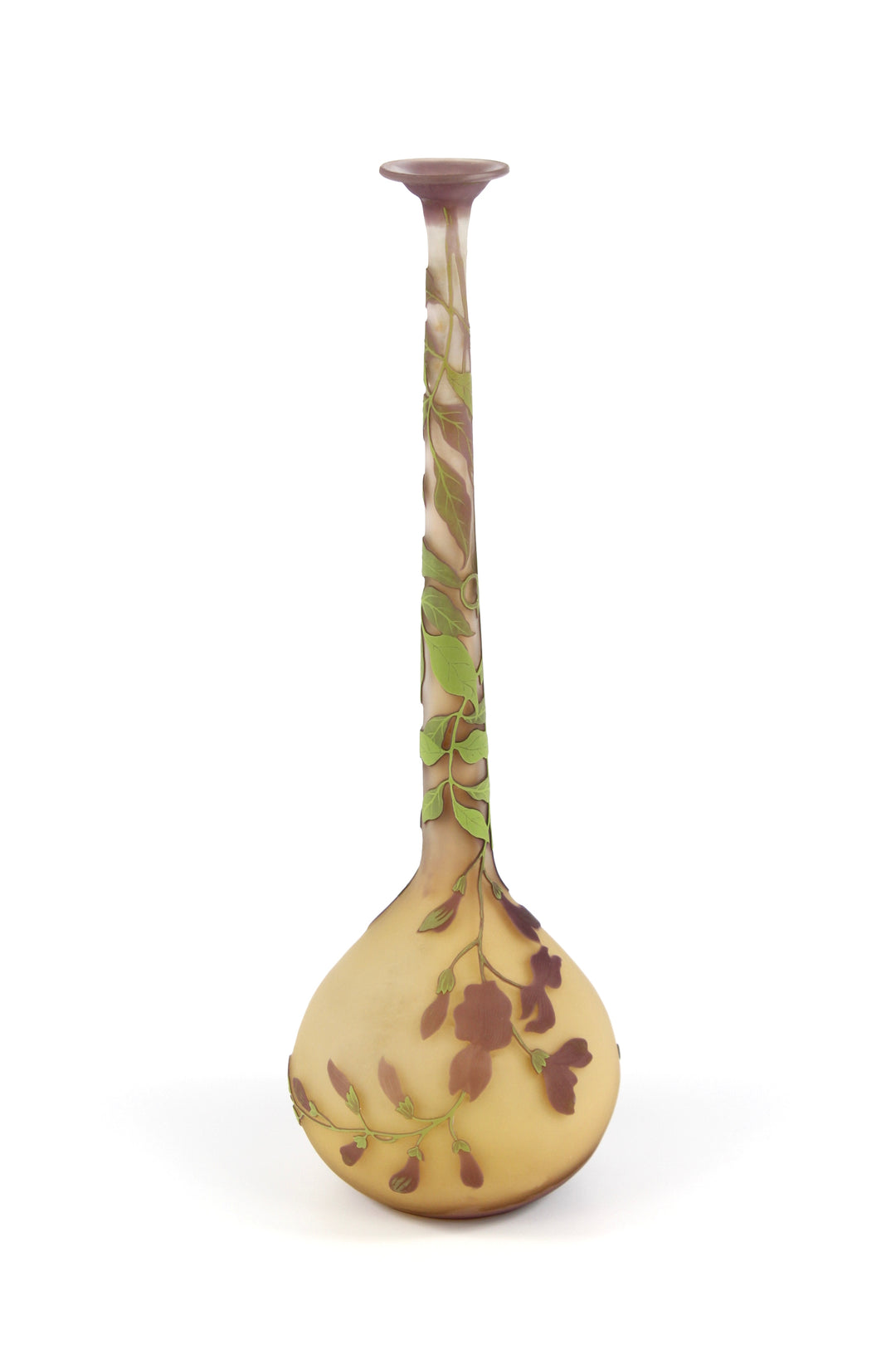 エミールガレ　藤の花が描かれたバンジョー型花瓶