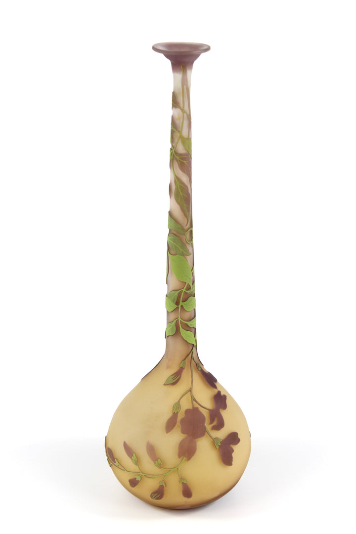 エミールガレ　藤の花が描かれたバンジョー型花瓶