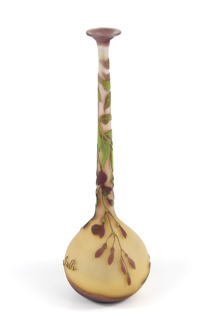 エミールガレ　藤の花が描かれたバンジョー型花瓶