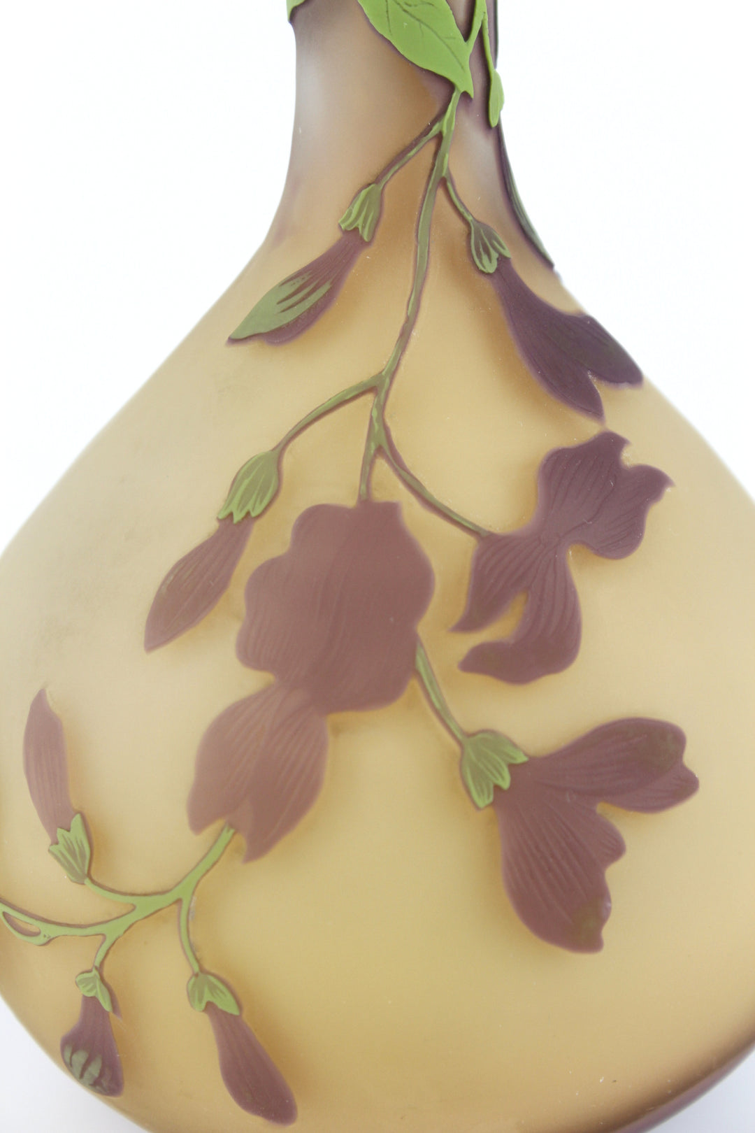 エミールガレ　藤の花が描かれたバンジョー型花瓶