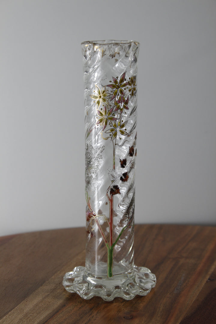 エミールガレ　エナメルガラスの初期作品　自然の草花の花瓶（ジャポニズム）
