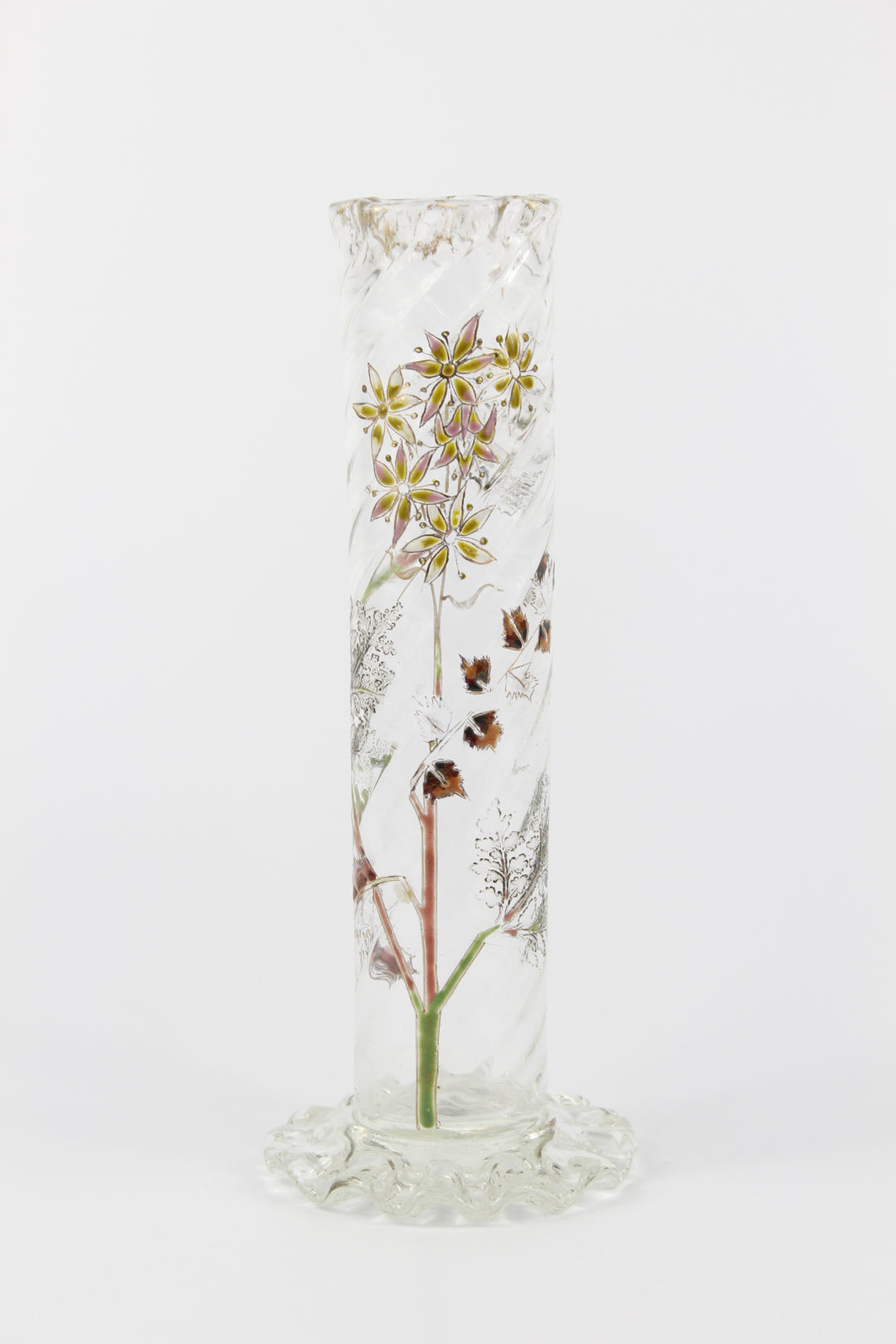 エミールガレ　エナメルガラスの初期作品　自然の草花の花瓶（ジャポニズム）