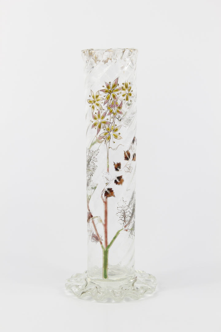 エミールガレ　エナメルガラスの初期作品　自然の草花の花瓶（ジャポニズム）