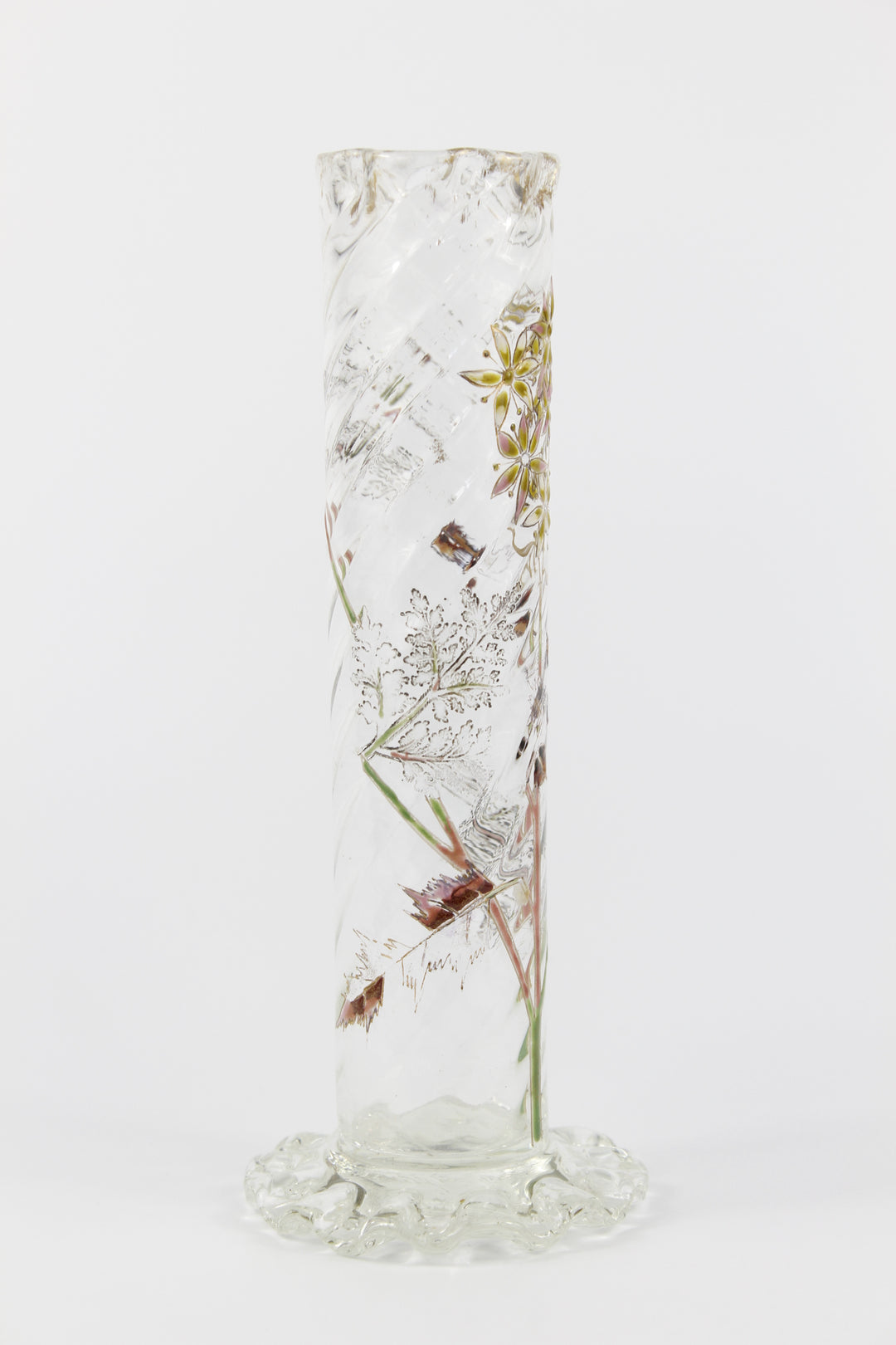 エミールガレ　エナメルガラスの初期作品　自然の草花の花瓶（ジャポニズム）