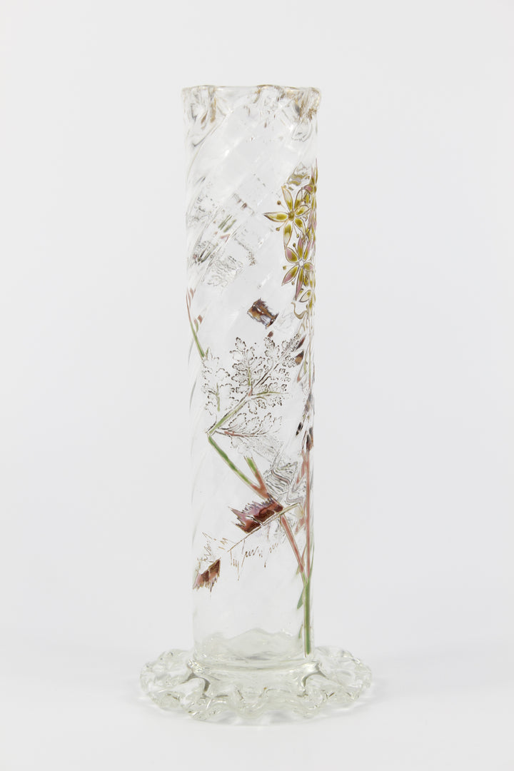 エミールガレ　エナメルガラスの初期作品　自然の草花の花瓶（ジャポニズム）