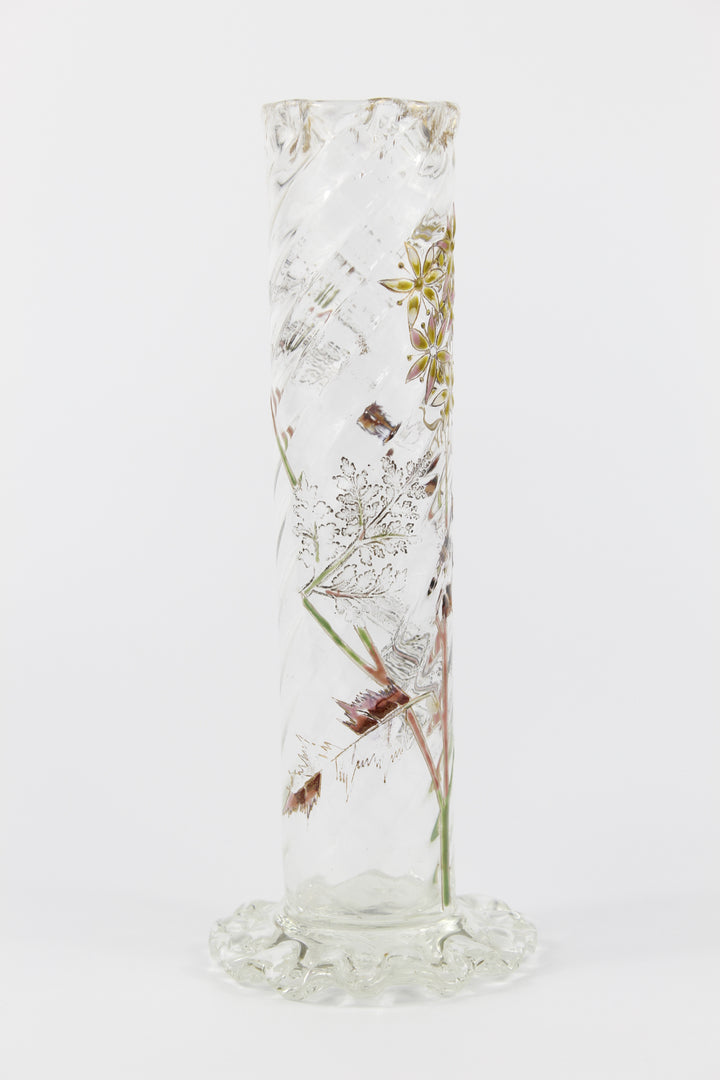 エミールガレ　エナメルガラスの初期作品　自然の草花の花瓶（ジャポニズム）