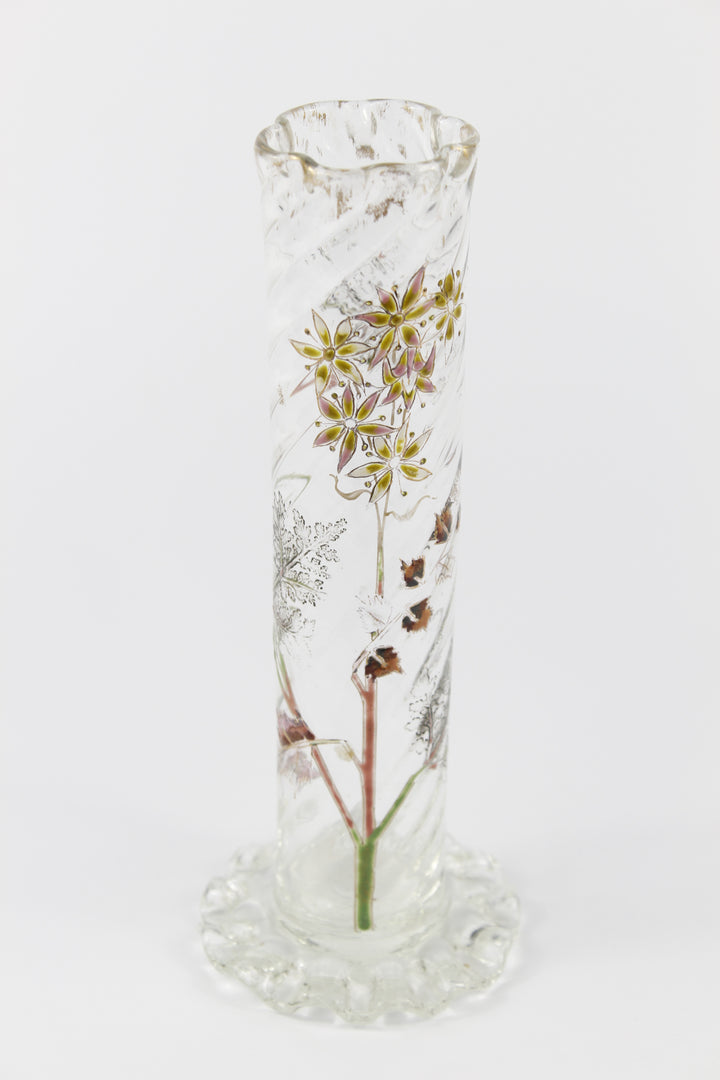 エミールガレ　エナメルガラスの初期作品　自然の草花の花瓶（ジャポニズム）