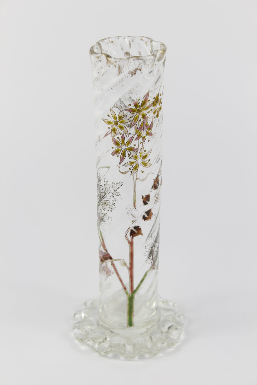 エミールガレ　エナメルガラスの初期作品　自然の草花の花瓶（ジャポニズム）