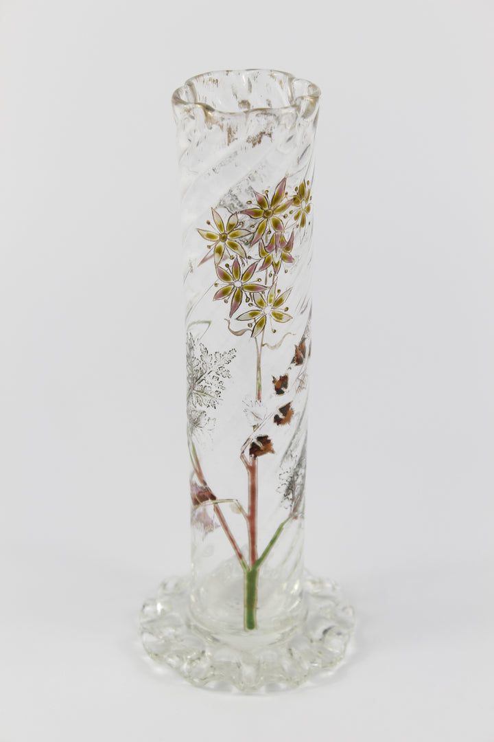 エミールガレ　エナメルガラスの初期作品　自然の草花の花瓶（ジャポニズム）