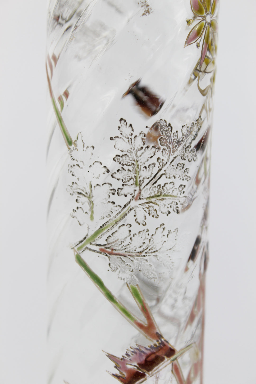 エミールガレ　エナメルガラスの初期作品　自然の草花の花瓶（ジャポニズム）