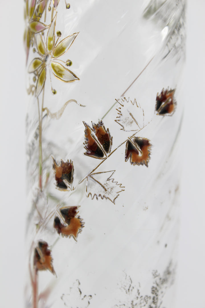 エミールガレ　エナメルガラスの初期作品　自然の草花の花瓶（ジャポニズム）