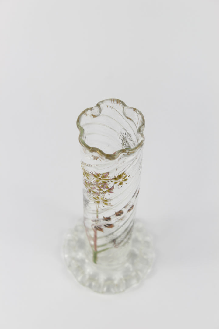 エミールガレ　エナメルガラスの初期作品　自然の草花の花瓶（ジャポニズム）