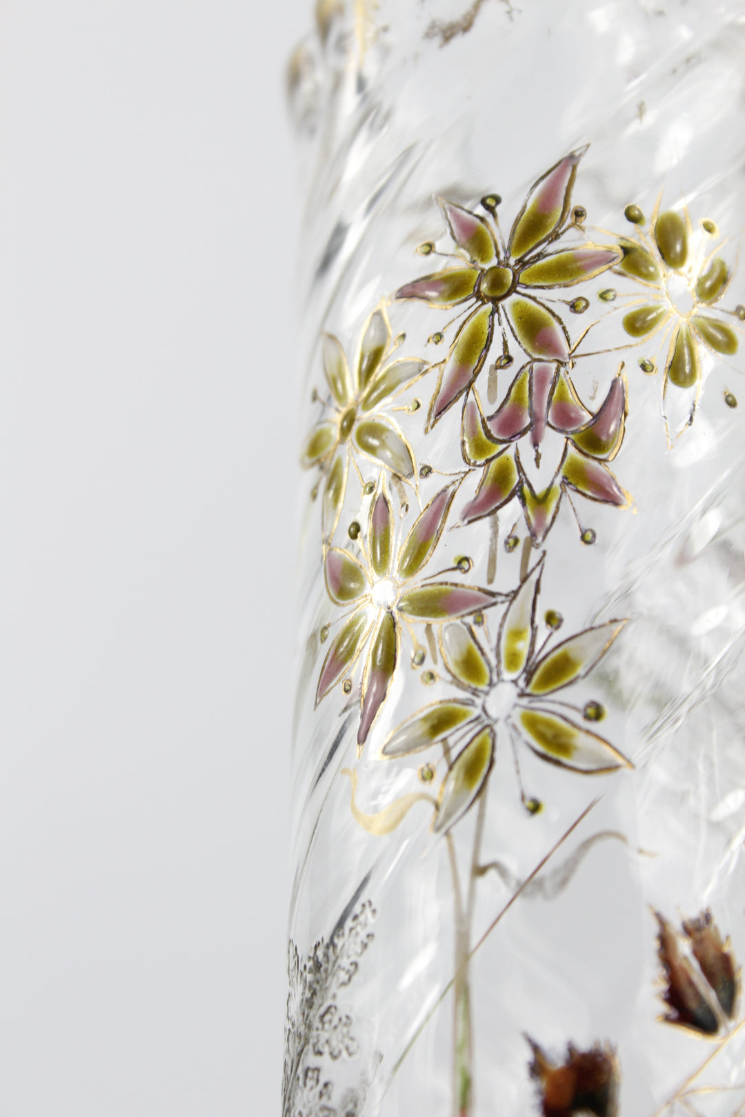 エミールガレ　エナメルガラスの初期作品　自然の草花の花瓶（ジャポニズム）