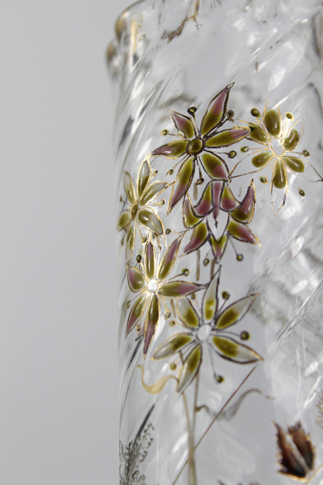 エミールガレ　エナメルガラスの初期作品　自然の草花の花瓶（ジャポニズム）