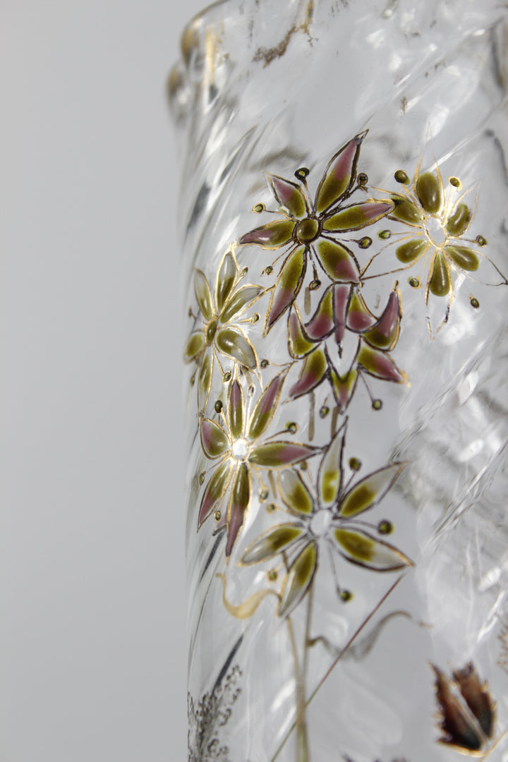 エミールガレ　エナメルガラスの初期作品　自然の草花の花瓶（ジャポニズム）