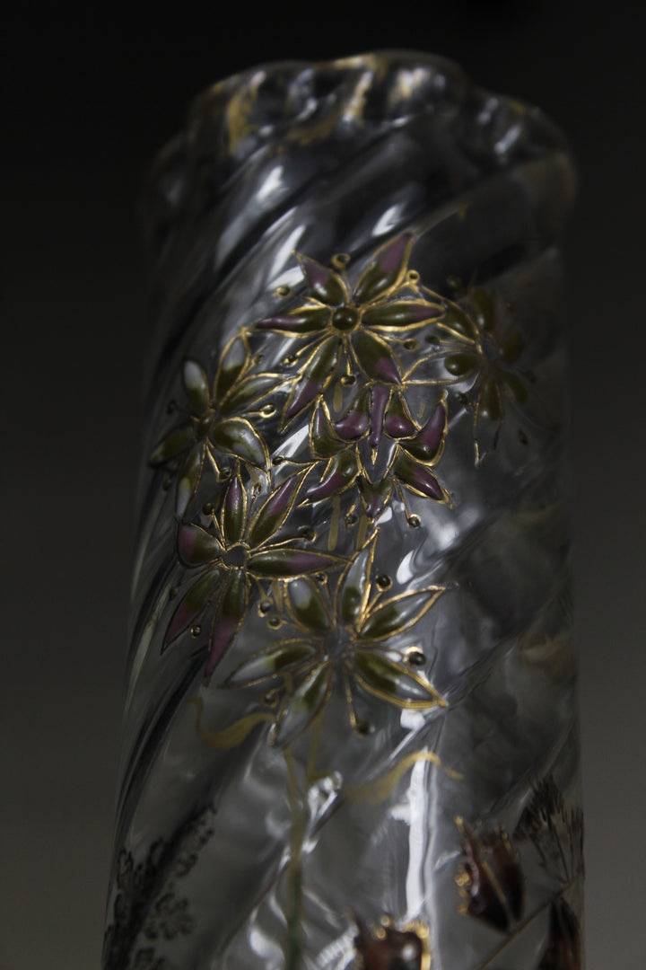 エミールガレ　エナメルガラスの初期作品　自然の草花の花瓶（ジャポニズム）
