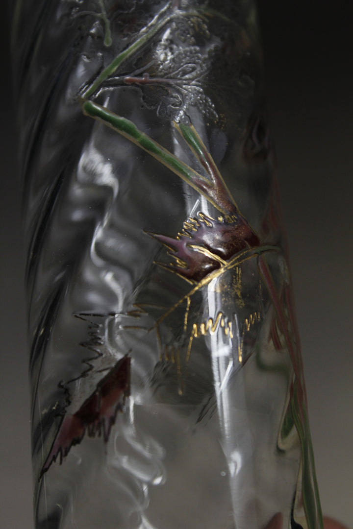 エミールガレ　エナメルガラスの初期作品　自然の草花の花瓶（ジャポニズム）