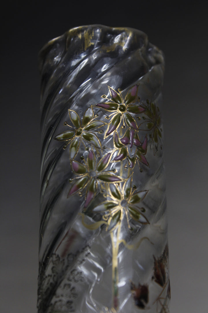 エミールガレ　エナメルガラスの初期作品　自然の草花の花瓶（ジャポニズム）