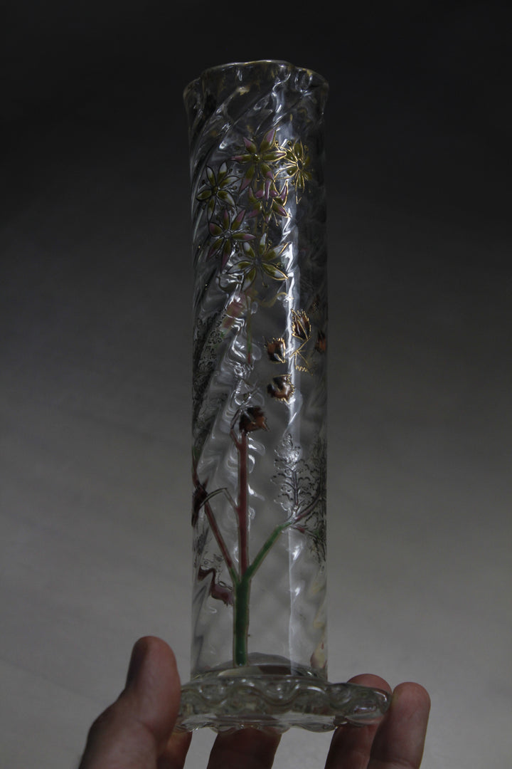 エミールガレ　エナメルガラスの初期作品　自然の草花の花瓶（ジャポニズム）
