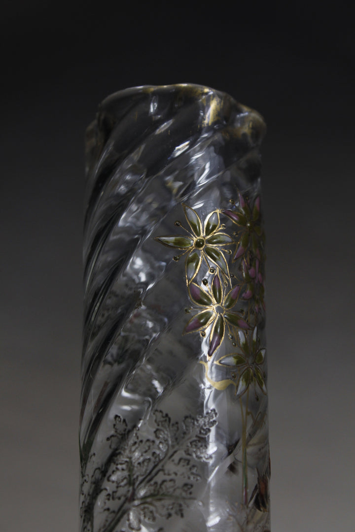 エミールガレ　エナメルガラスの初期作品　自然の草花の花瓶（ジャポニズム）