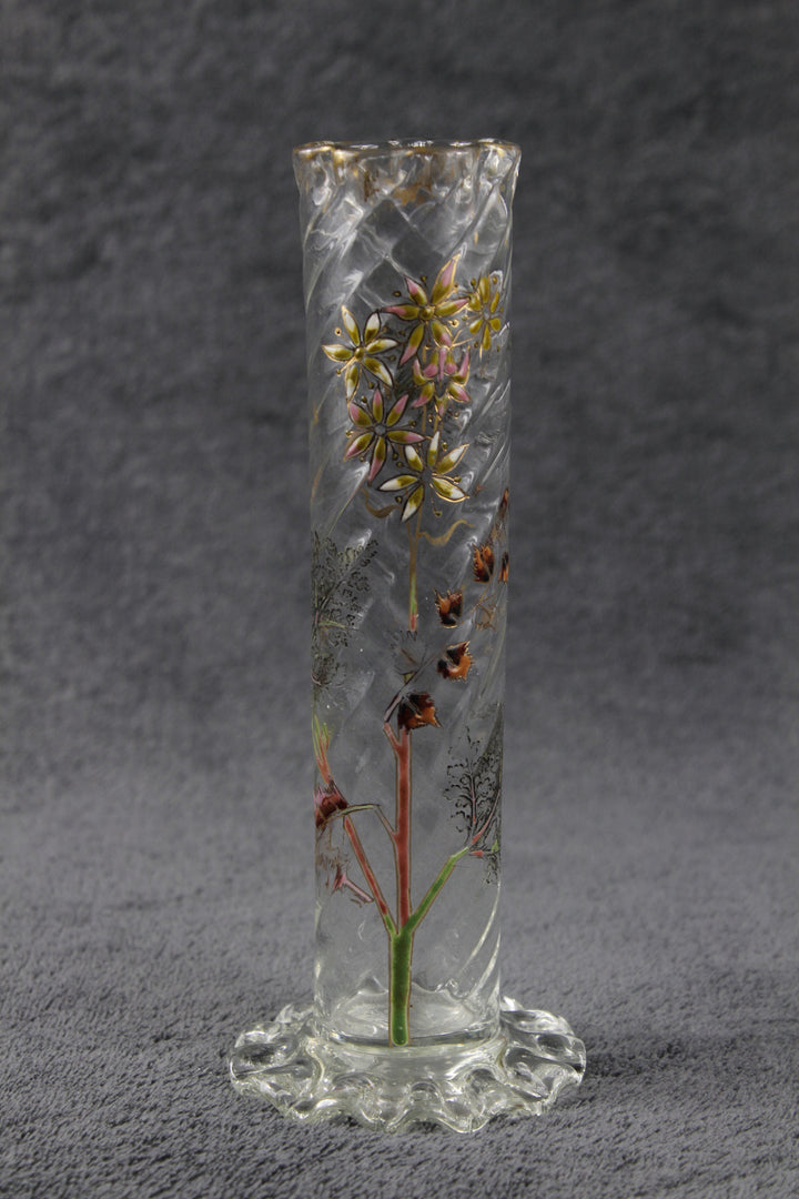 エミールガレ　エナメルガラスの初期作品　自然の草花の花瓶（ジャポニズム）