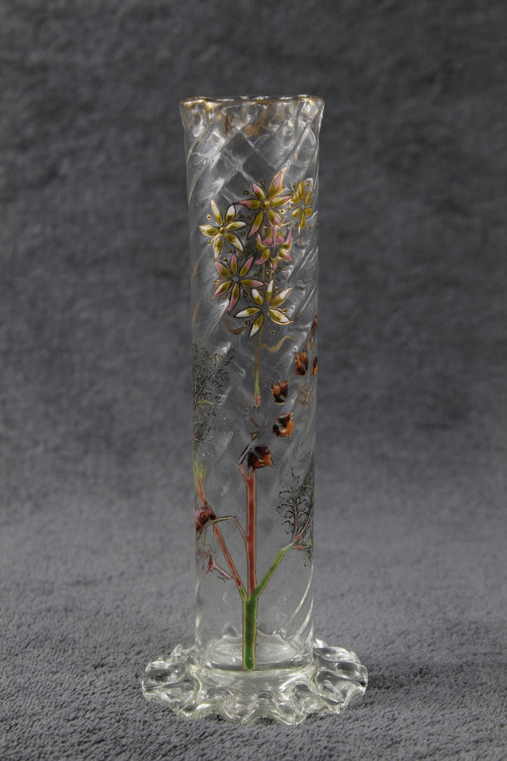 エミールガレ　エナメルガラスの初期作品　自然の草花の花瓶（ジャポニズム）