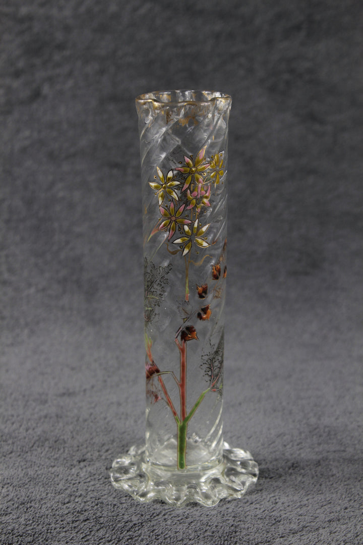 エミールガレ　エナメルガラスの初期作品　自然の草花の花瓶（ジャポニズム）