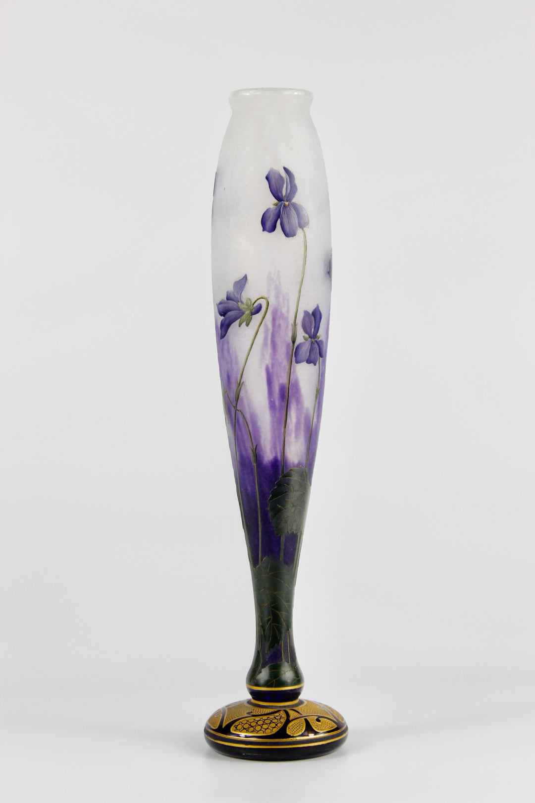 ドーム兄弟（ドームナンシー）金彩とスミレの花の花瓶（最高級ライン作品）
