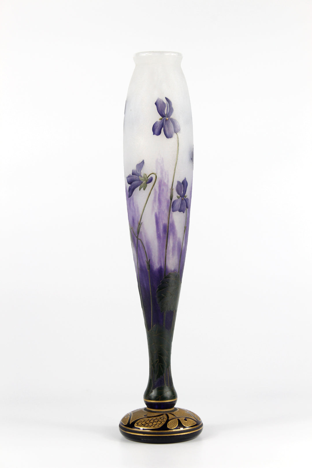 ドーム兄弟（ドームナンシー）金彩とスミレの花の花瓶（最高級ライン作品）