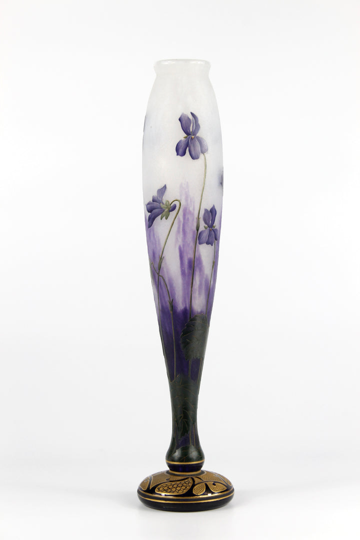 ドーム兄弟（ドームナンシー）金彩とスミレの花の花瓶（最高級ライン作品）