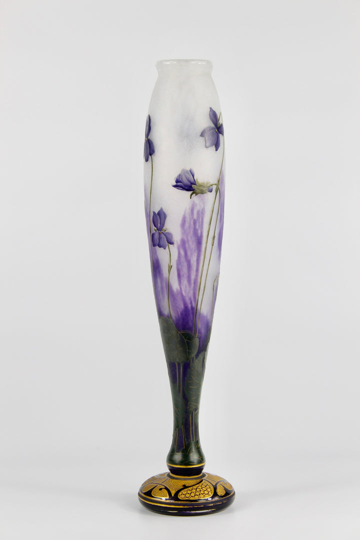 ドーム兄弟（ドームナンシー）金彩とスミレの花の花瓶（最高級ライン作品）