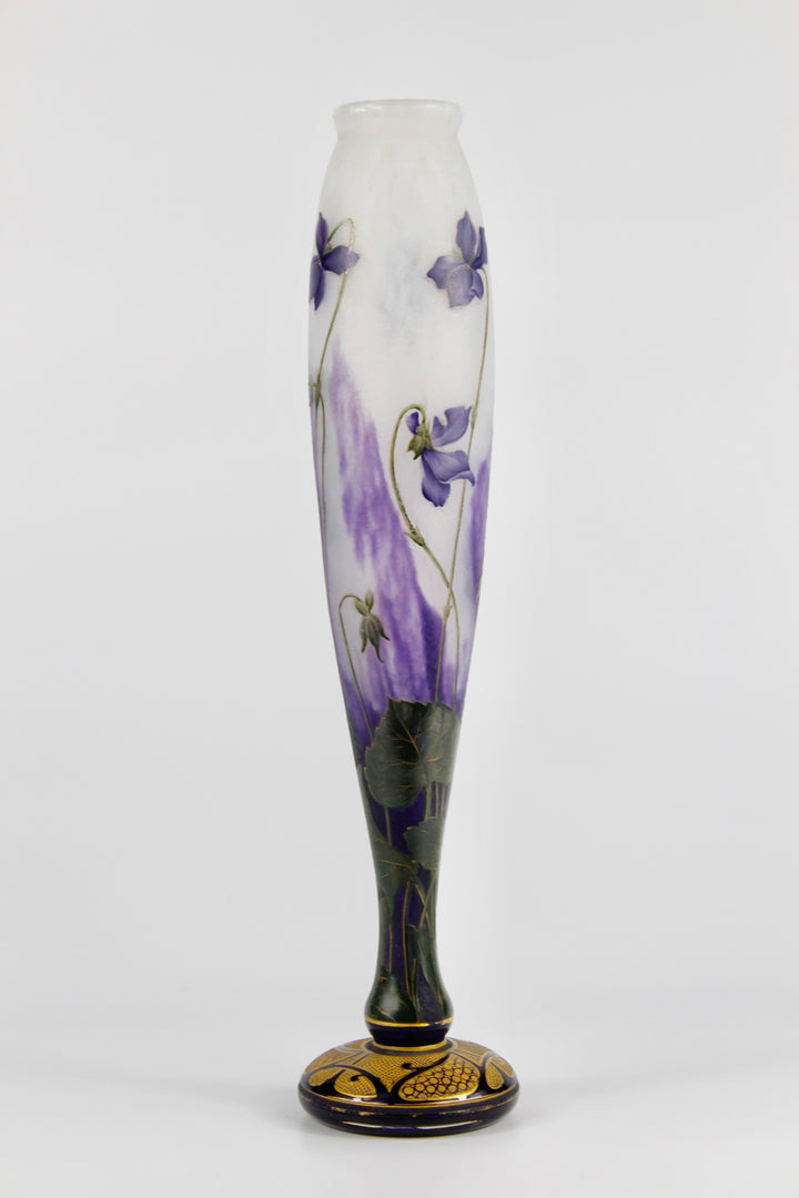 ドーム兄弟（ドームナンシー）金彩とスミレの花の花瓶（最高級ライン作品）