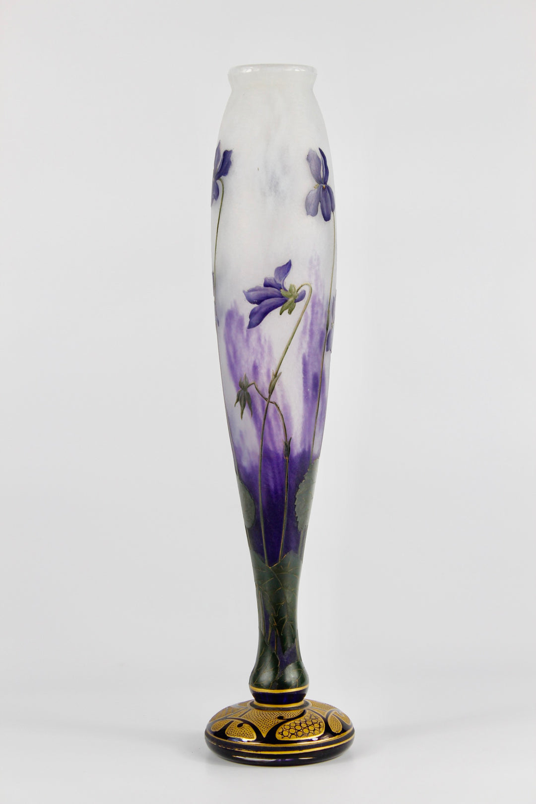 ドーム兄弟（ドームナンシー）金彩とスミレの花の花瓶（最高級ライン作品）