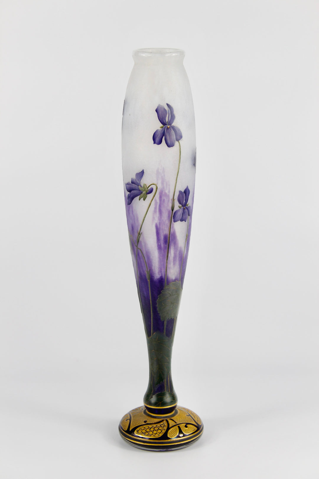 ドーム兄弟（ドームナンシー）金彩とスミレの花の花瓶（最高級ライン作品）