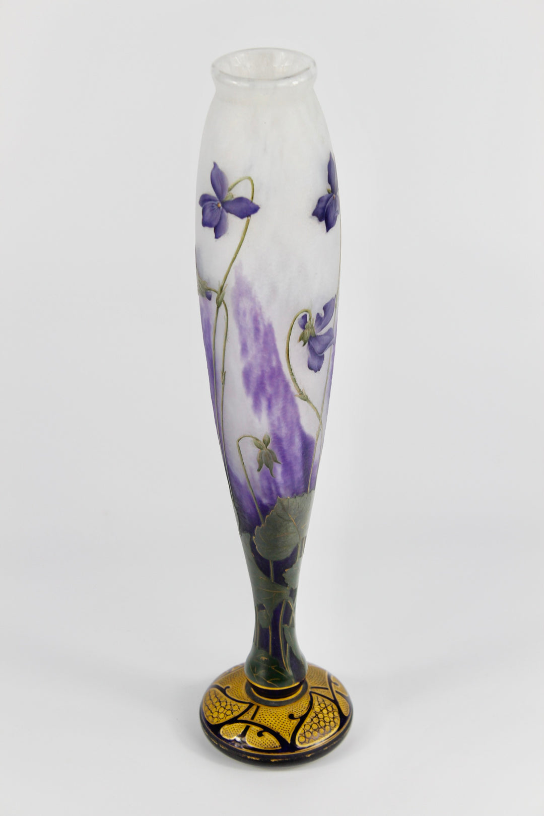 ドーム兄弟（ドームナンシー）金彩とスミレの花の花瓶（最高級ライン作品）