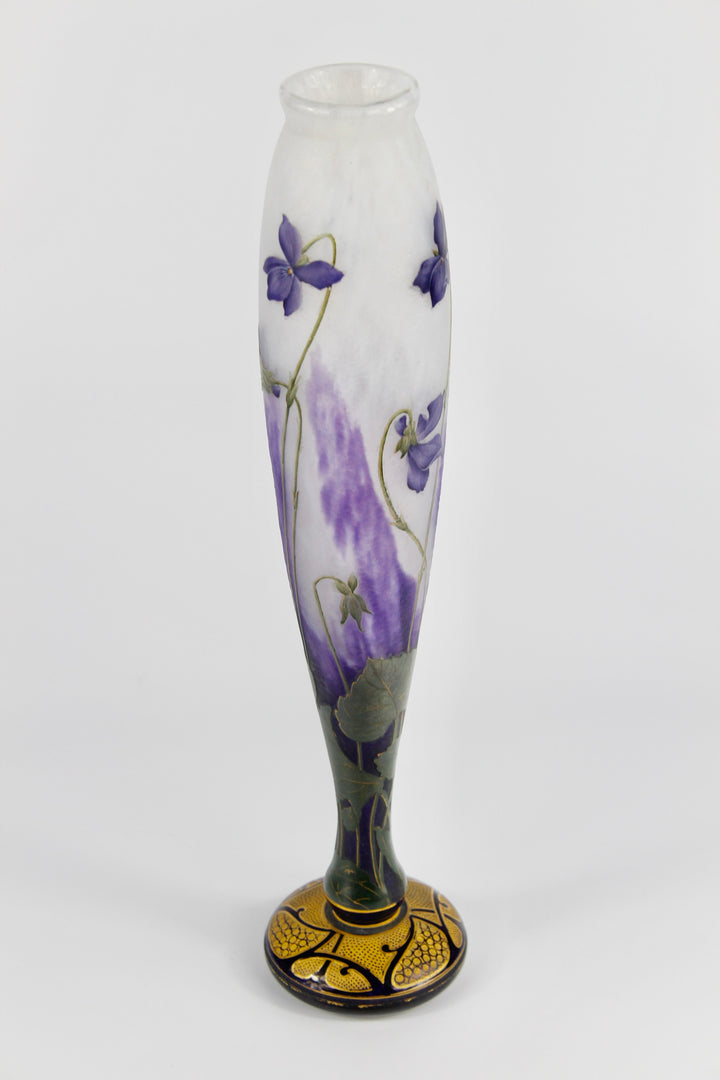 ドーム兄弟（ドームナンシー）金彩とスミレの花の花瓶（最高級ライン作品）