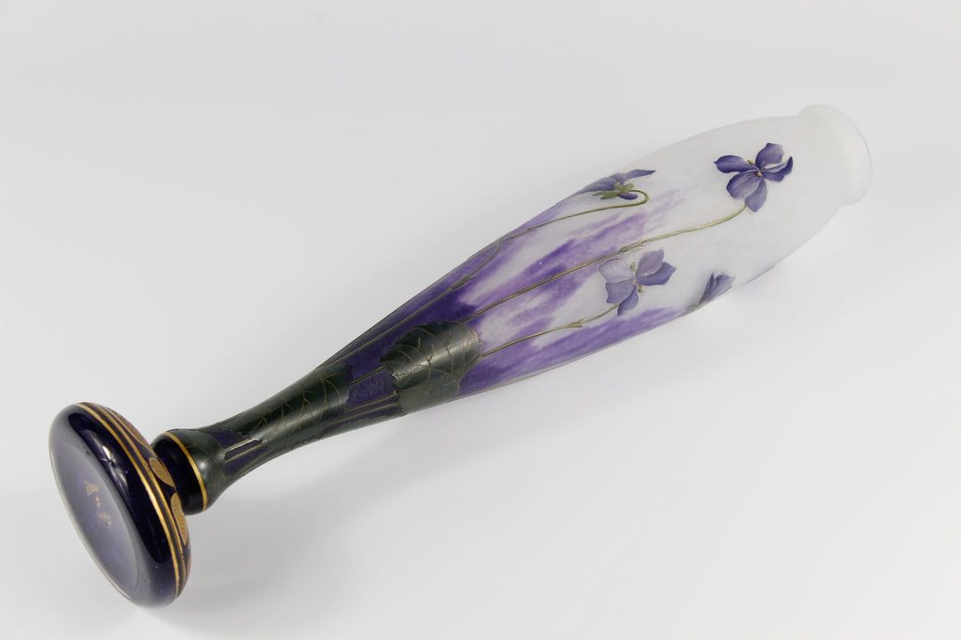 ドーム兄弟（ドームナンシー）金彩とスミレの花の花瓶（最高級ライン作品）