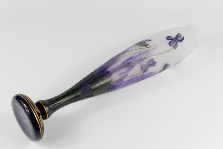 ドーム兄弟（ドームナンシー）金彩とスミレの花の花瓶（最高級ライン作品）
