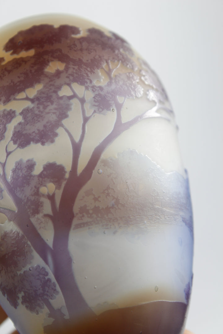 エミールガレ　風景が描かれた水色の幻想的な花瓶