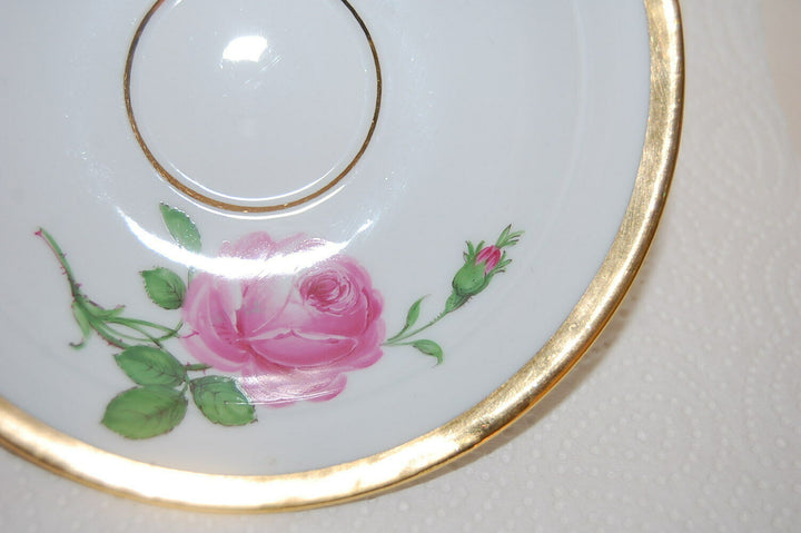 マイセン(Meissen) 　カップ・ソーサー　ピンクローズ　金縁　1級品