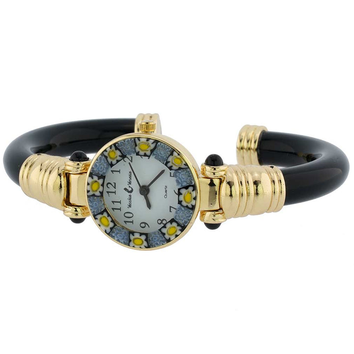 イタリア製 ベネチアングラス（ヴェネチア、ムラノガラス）腕時計 ミレフィオーリ　バングルウォッチ