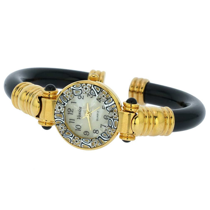 イタリア製 ベネチアングラス（ヴェネチア、ムラノガラス）腕時計 ミレフィオーリ　バングルウォッチ