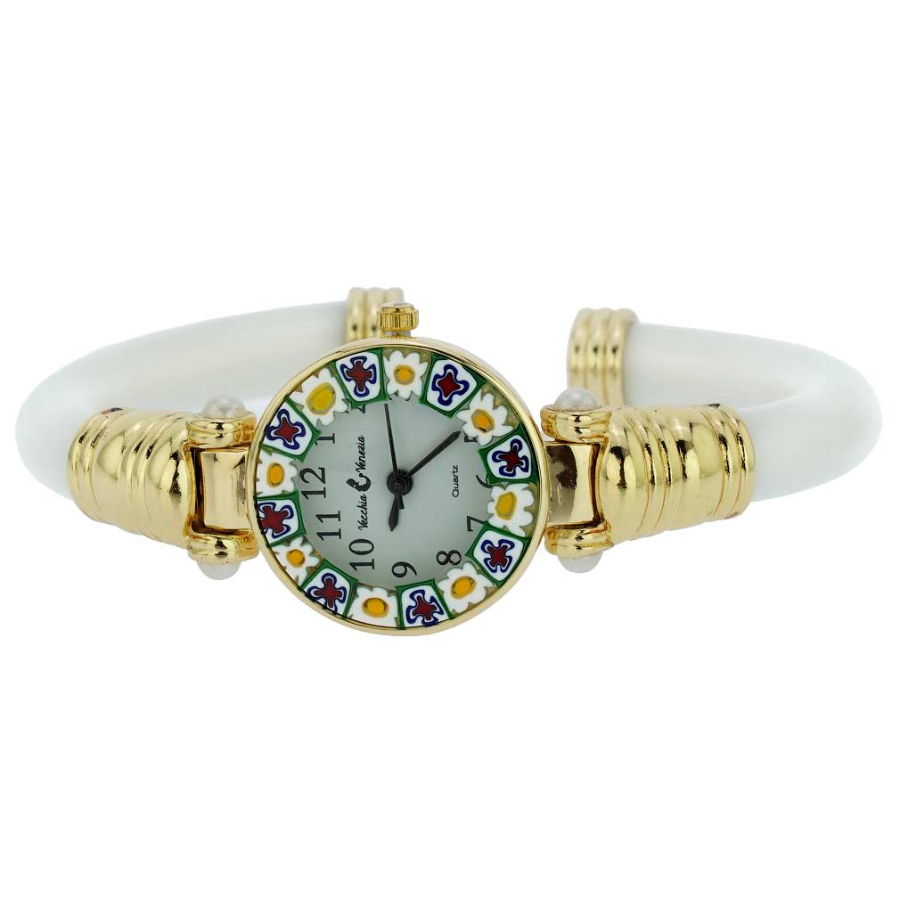 イタリア製 ベネチアングラス（ヴェネチア、ムラノガラス）腕時計 ミレフィオーリ バングルウォッチ – アンティークテーブルウェア