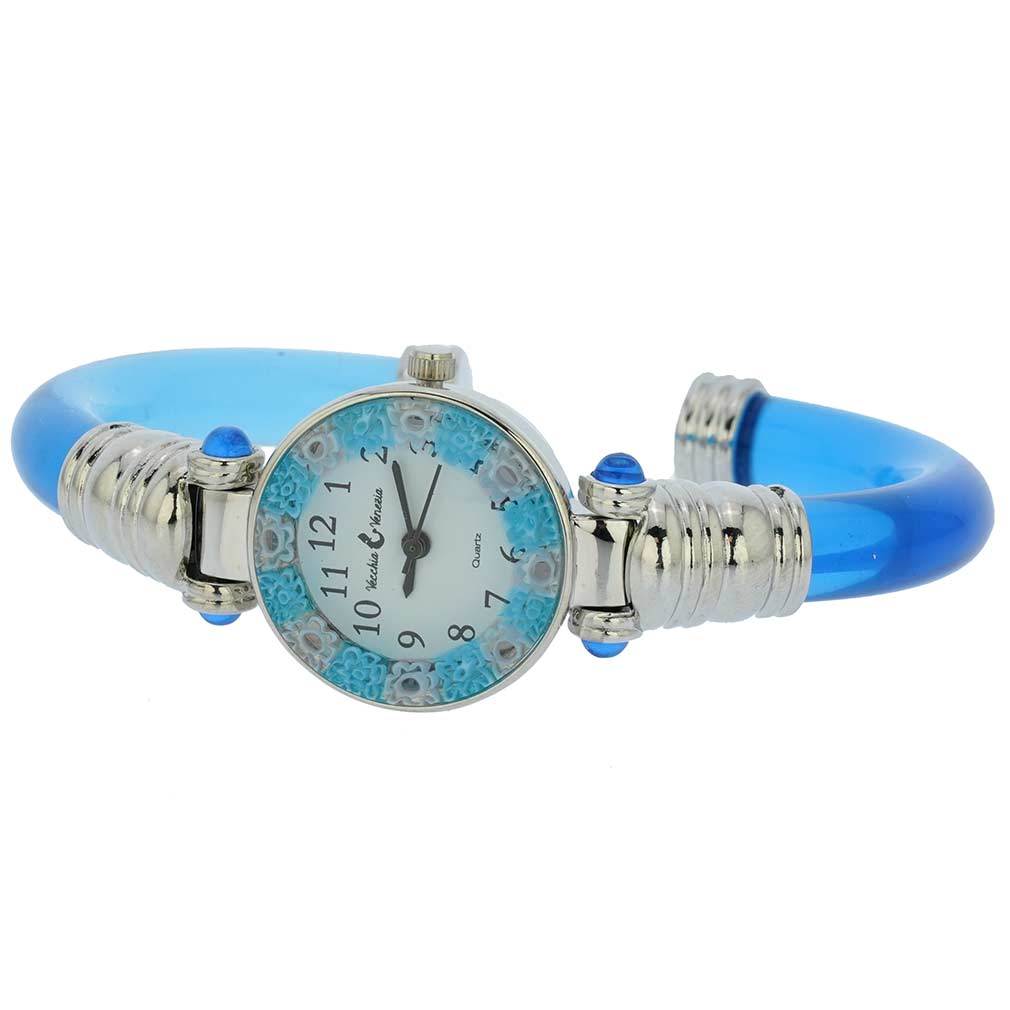 イタリア製 ベネチアングラス（ヴェネチア、ムラノガラス）腕時計 ミレフィオーリ　バングルウォッチ