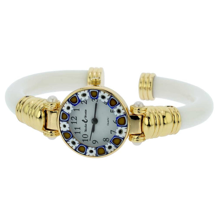 イタリア製 ベネチアングラス（ヴェネチア、ムラノガラス）腕時計 ミレフィオーリ　バングルウォッチ