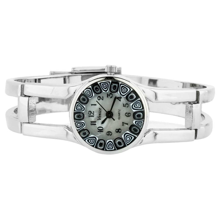 イタリア製 ベネチアングラス（ヴェネチア、ムラノガラス）　ミルフィオリ時計（メタル・ブレスレット）