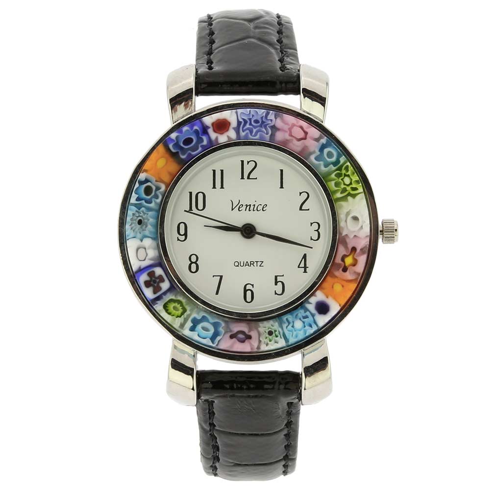 イタリア製 ベネチアングラス（ヴェネチア、ムラノガラス）　ミルフィオリ時計　セレナ