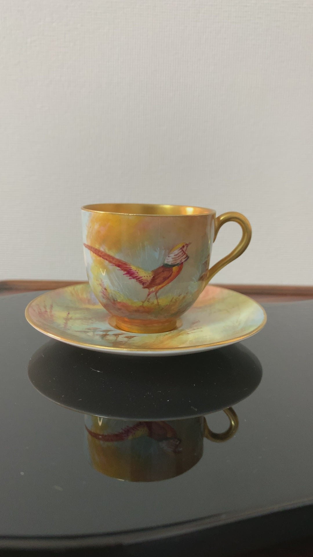 ロイヤルウースター　雉（キンケイチョウ）のカップ＆ソーサー　セドリー作