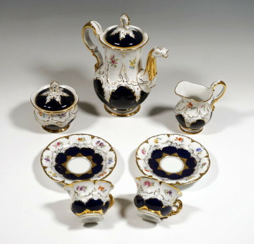 マイセン Bフォームモカ(デミタス)Bカップ＆ソーサー　コバルトブルー　スキャタードフラワー